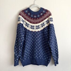 Northern Reflections Mens Vintage Fair Isle Wool Blend Crewneck Sweater Medium